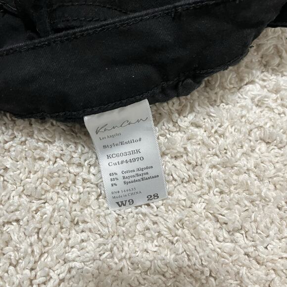 KanCan Black Edgy Vintage-Inspired High Rise Fringe Hem Cheeky Booty Shorts - Picture 4 of 4